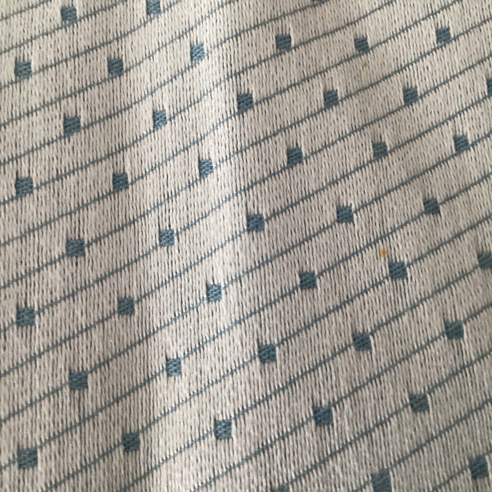 Upholstery Fabric 2 yds White/Blue Dot/Diagonal Stripe Pattern Vtg. Heavy MCM
